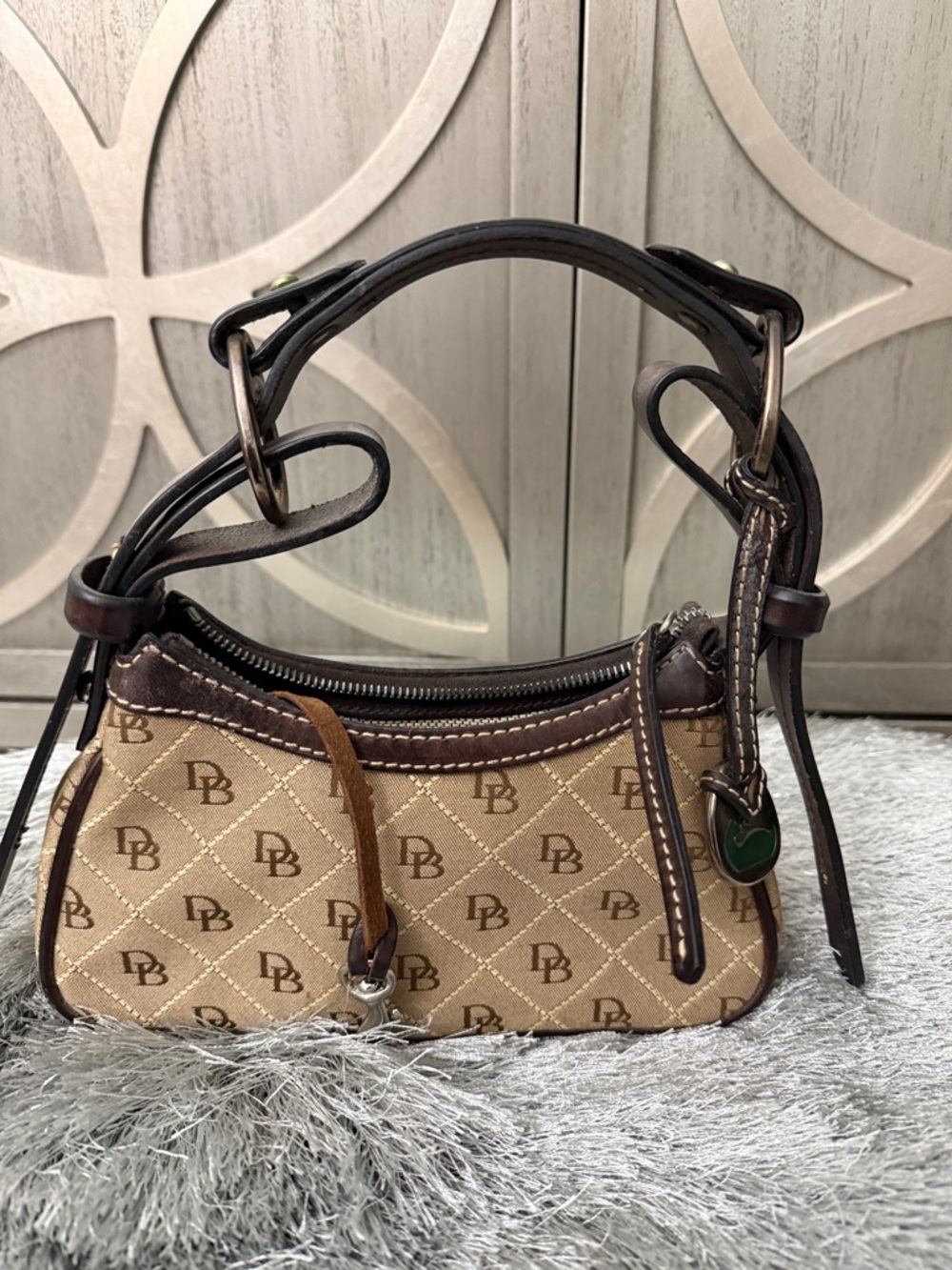 Dooney & Bourke Tan and Dark Brown Mini Shoulder Bag